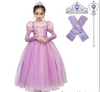 Conjunto de vestido de princesa rosa con mangas abullonadas 