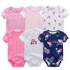6 Pcs Bundle Mix Prints Soft Cotton Baby Boy Onesies
