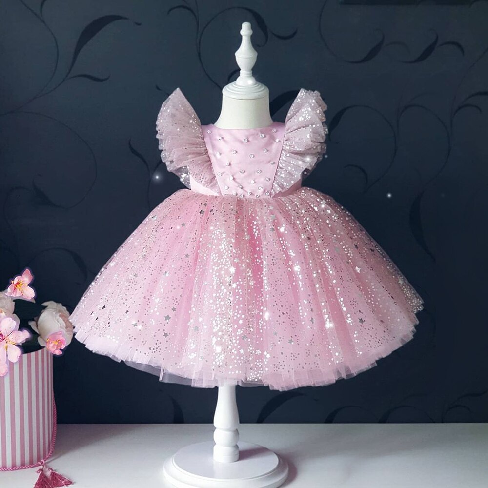Baby Lace Hollow Princess Dress Bow Baby Dress One Year Old Dress Skir
