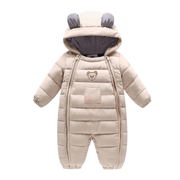 Bear Design Hooded Baby Parka Jumpsuit