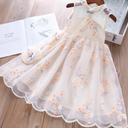 Floral Embroidery Layered Mesh Princess Summer Dress