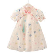 Floral Lace and Butterfly Design Cheongsam Style Baby Dress