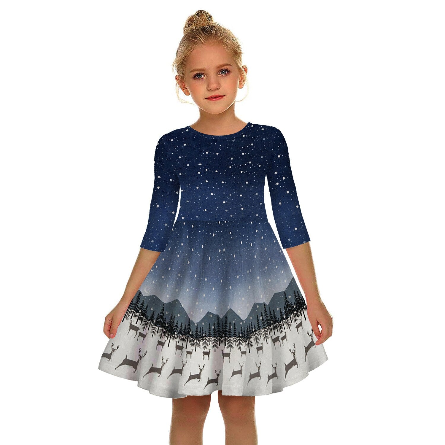Santa Claus Christmas Fashion Dress, 10 / Dark Blue/White Santa Claus Christmas Fashion Dress, 10 / Dark Blue/White
