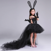 Black Bunny Themed Princess Party Trailing Tulle Dress