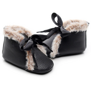 Furry Soft PU Leather Rubber Sole Baby Winter Shoes