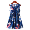 Blue Tropical Leaves Girl Summer Sun Dress
