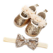 Bowknot Sequins Baby Shoes and Headband Set