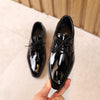 Zapatos de fiesta de cuero formales para niños con punta puntiaguda brillante clásica