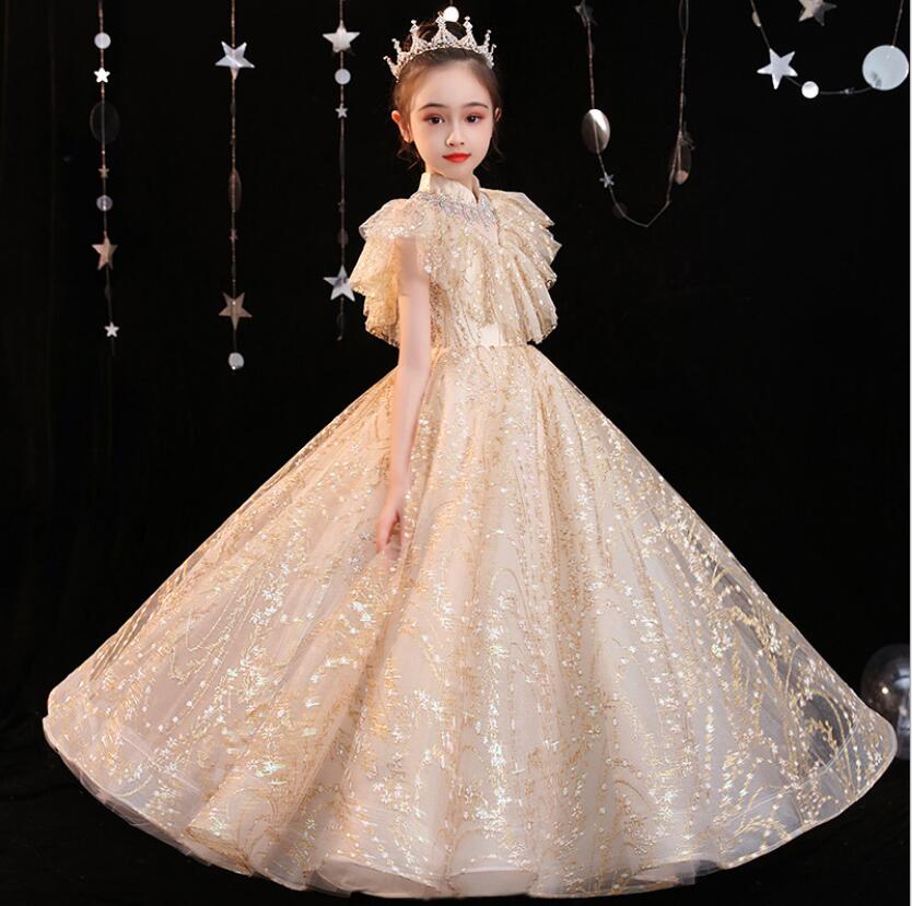 Golden Overall Sequin Princess Gown, 8