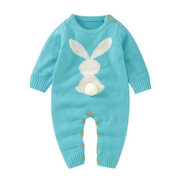 Bunny Silhouette Print Overall Long Sleeve Romper