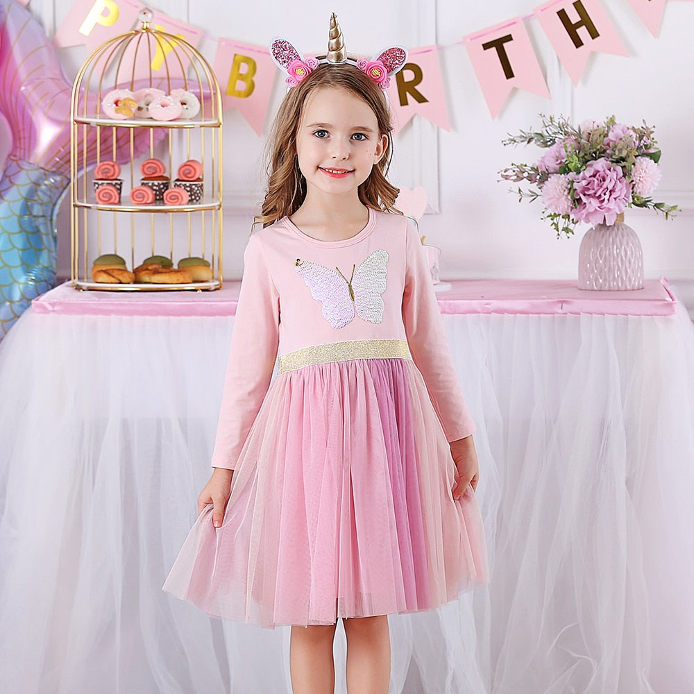 Sweet Color Rabbit Design Dress, Pink/Purple/Yellow / 8 Sweet Color Rabbit Design Dress, Pink/Purple/Yellow / 8