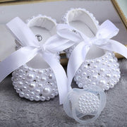 Pearl Ribbon Baby Shoes Set