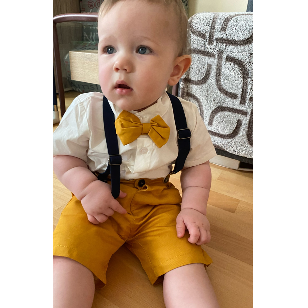 Baby Boy Tuxedo Dress, 18M / White/Yellow