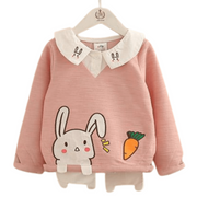 Carrot Rabbit Toon Patchwork Design Sweater
