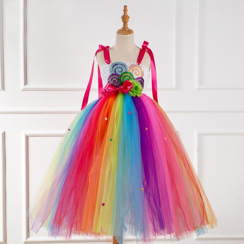Crochet Top Floral Long Tutu Dress, White / 2T Crochet Top Floral Long Tutu Dress, White / 2T
