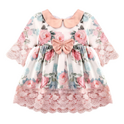 Floral Prints and Lace Design Baby Princess Dress