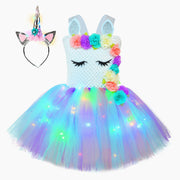 Crochet Top Floral Unicorn LED Dress