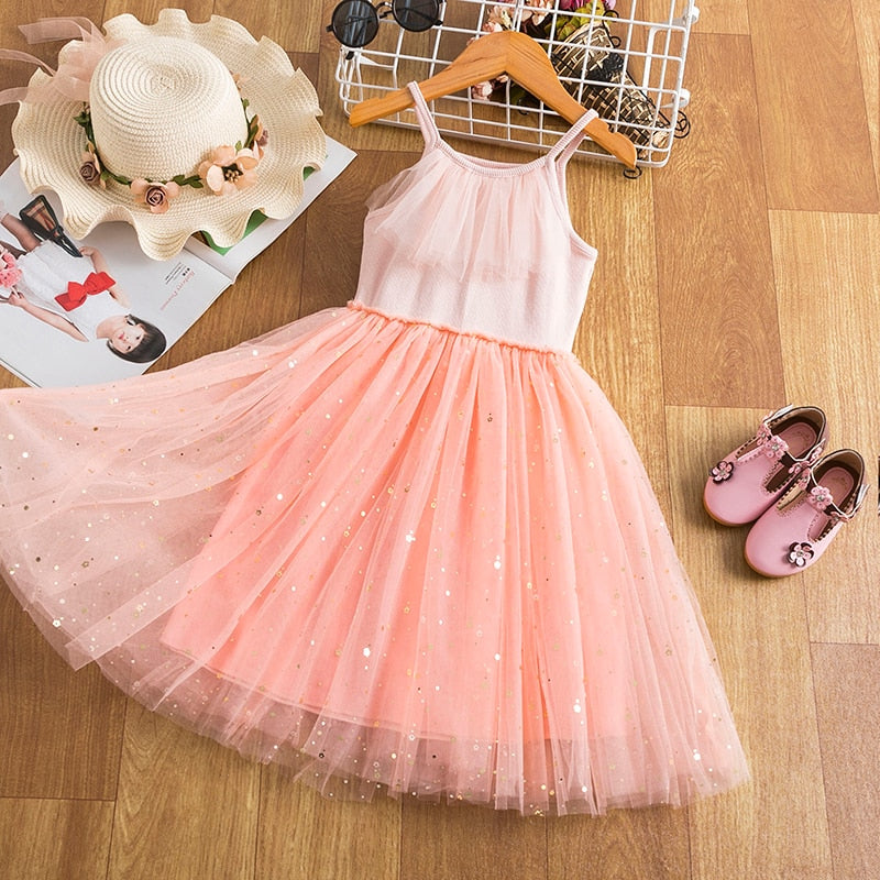 Star Splash Layering Mesh Girl Casual Birthday Dress, 7 / Black/Light Pink Star Splash Layering Mesh Girl Casual Birthday Dress, 7 / Black/Light Pink