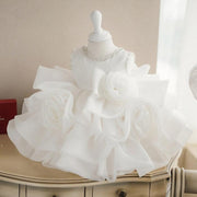 Elegant White Lace Layer Tulle Wedding and Baptismal Princess Ball Gown