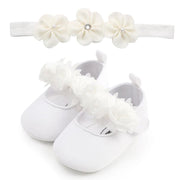 Floral Cotton Slip-On Baby Shoes and Headband
