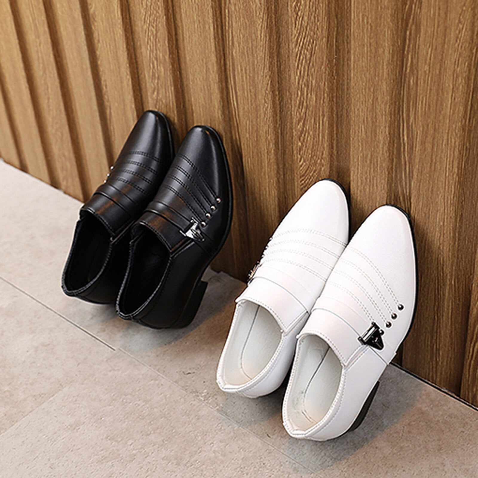 Stitch and Belt Design Boys Formal Leather Party Shoes, Black / 11 Stitch and Belt Design Boys Formal Leather Party Shoes, Black / 11