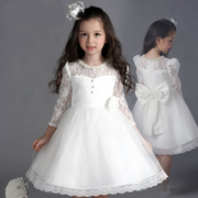 Lace Up Pearl and Bow Design White Princess Party Dress