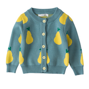 Pear Fruit Pattern Print Design Knitted Cardigan