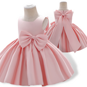 Big Bow Design Silky Baby Girls Sleeveless Party Dress
