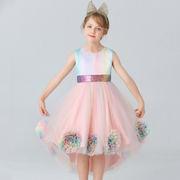 Candy Color Ruffles Long Back Girls Fashion Party Dress