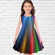 Colorful Party Lights Print Design Girl Summer Dress