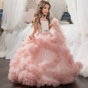 Layered Lace Ruffle and Rhinestone Design Princess Ball Gown