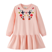 Cute Embroidery Design Patch Long Sleeve Top Dress