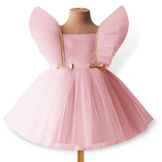 Plain Puffy Mesh Sleeves Baby Girl Formal Party Dress