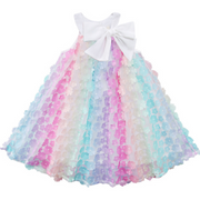 Princess Summer Sleeveless Flower Rainbow Knee-length Dress