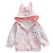 Floral Bunny Ear Hooded Windbreaker Jacket