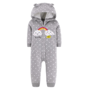 Rainbow Clouds Dotted Long Sleeve Hooded Jumpsuit