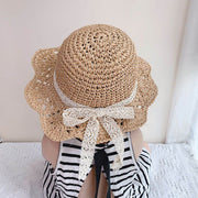 Sombrero de protección solar tejido de paja para bebés