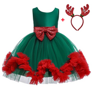 Sequin Bow and Ruffle Skirt Princess Dress
