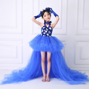 Sequin Royal Blue Flower Girls Party Tulle Dress