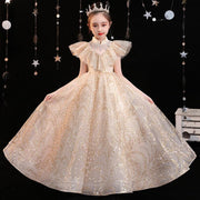 Golden Overall Sequin Princess Gown