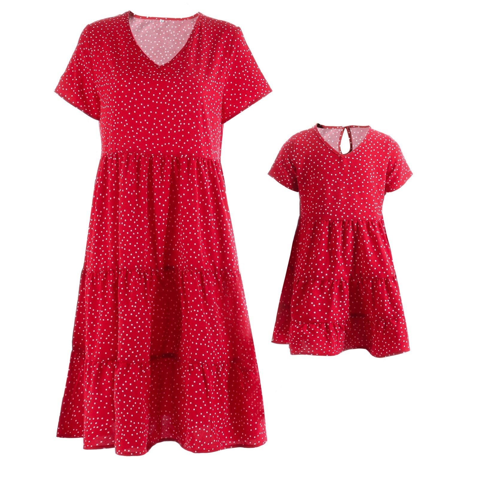 Short Sleeve Dress For Mother Daughter Matching Clothes Casual V Neck, Girl 2T Short Sleeve Dress For Mother Daughter Matching Clothes Casual V Neck, Girl 2T