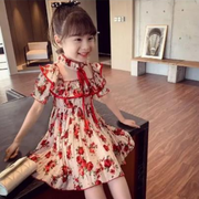 Back Sailor Turtle Neck Collar Floral Design Girl Dress