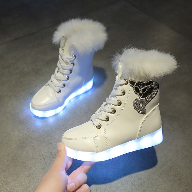 Winter Luminous Boots LED Lights Plushs Rabbit Women Snow Boots
