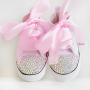 Pink Lace Rhinestones Baby Shoes