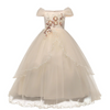 Long Embroidered Flower Girl Wedding Dress