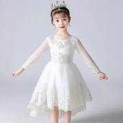 Floral Lace Sequin Embroidered Dove Tail Girls Party Dress