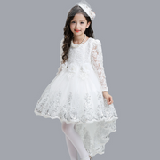 White Full Lace Design Long Back Trail Princess Party Dress
