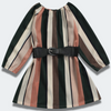 Pattern Design Long Sleeves Girls Fashion Dress with Belt