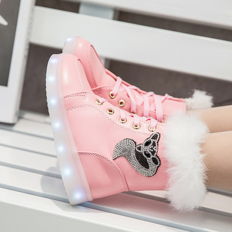 Buy Bold N Elegant Girls LED Light Up Fur Boots Shoes for Young Little  Girls (Pink, numeric_10) at