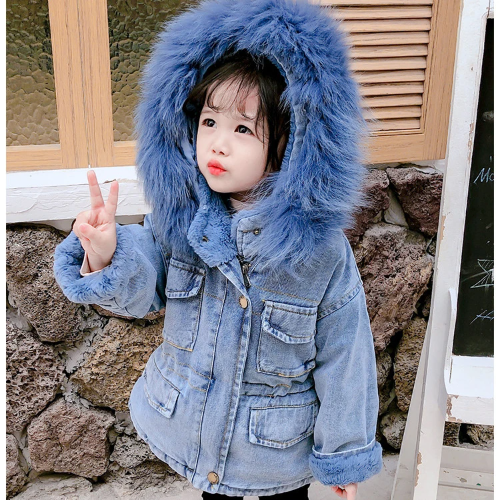 Chaqueta vaquera de niña de piel con capucha – 1lovebaby